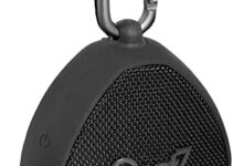 OontZ Clip Bluetooth Speaker, Wireless Portable Bluetooth 5.0 Outdoor Speaker, Waterproof Speaker with Carabiner, Lightweight, up to 12 Hours Playtime, Rich Bass, Power Saving & Speakerphone Feature