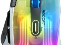 ROCCAT Kone XP PC Gaming Mouse with 3D AIMO RGB Lighting, 19K DPI Optical Sensor, 4D Krystal Scroll Wheel, Multi-Button Design, Wired Computer Mouse – White