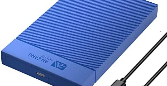 SAN ZANG MASTER 2.5 Inch Hard Drive Enclosure, 6Gbps USB 3.1 Gen 1 to SATA III High-Speed Transmission for 7-9.5MM HDD SSD Enclosure, USB-C to USB-C, Support UASP Trim for Windows PS4 Xbox (Blue)