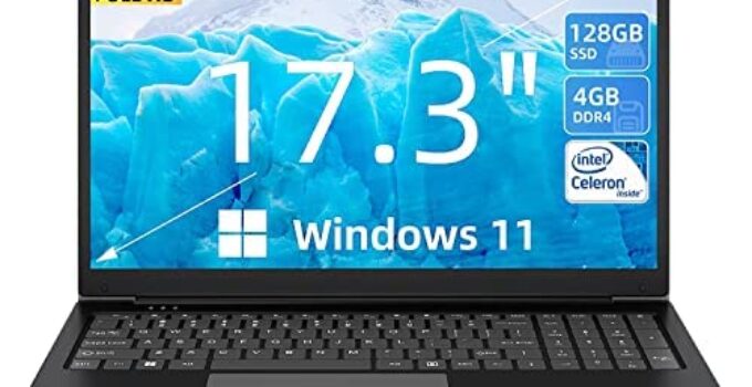 SGIN 17 Inch Laptop, Windows 11 Laptops with IPS Display, 4GB RAM 128GB SSD Computer, Intel Celeron Quad Core J4105(Up to 2.5 GHz), Mini HDMI, Webcam, Dual Wi-Fi, 512GB Expansion