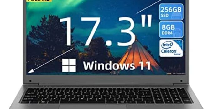 SGIN 17″ Laptop, 8GB RAM 256GB SSD Notebook, 17 Inch Laptops with IPS Full HD, Intel Celeron N4020(Up to 2.8GHz), Mini HDMI, Webcam, Dual Wi-Fi, Windows 11 Home, Expandable Storage 512GB TF(Gray)