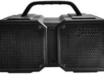 Santana Europa by Carlos Santana, 20W Portable Bluetooth Surround Sound Speaker, True Wireless Stereo with 12 Hours of Playtime, Dual Active Subwoofer for Parties, Indoor and Outdoor – Black