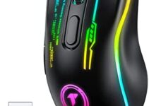 TECURS Wireless Gaming Mouse – Wireless Mouse Gaming for PC, RGB Gaming Mice, 4800 DPI Optical Sensor, Mouse Gaming Wireless, Mouse Rechargeable, PC Mouse Gamer, Gaming Accessories, Black