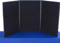 Tri Fold 3-Panel Display Board, 72 x 36, with Black Hook & Loop-Receptive Fabric and Write-on Whiteboard