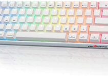 VELOCIFIRE Wireless Bluetooth Mechanical Keyboard, M2 61 Keys Mini 60% Mechanical Gaming Keyboard, RGB Backlit Hot Swappable Brown Switch White Keyboard