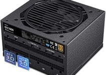 Vetroo 1000W Black Power Supply ATX 3.0 Ready Dual PCIe 5.0, 80 Plus Gold Full Modular, Compact Size, Japanese 105°C Capacitors, Eco Mode with 120mm FDB Fan, 10 Year Warranty, for Gaming PC and More