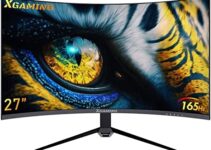 Xgaming 27” QHD Gaming Monitor (2560 x 1440),2K 1500R Curved Computer Monitor 165Hz Refresh Rate 1ms Response Time, Ultra Wide 16:9 HDR PC Screen Display with HDMI,Speakers,Display Port-Metal Black