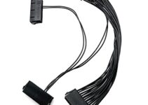 ZRM&E 24 Pin Dual PSU Power Supply Extension Cable 30cm 3 Power Supply 24-Pin ATX Motherboard Adapter Cable Cord