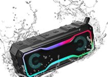 soundynamic Twinkle Portable Bluetooth Speaker, Wireless Speaker with RGB LED Light, IPX7 Waterproof, TWS, Stereo Sound, Stronger Bass, APP Control, Bluetooth 5.0 for Party Beach Outdoor – Black