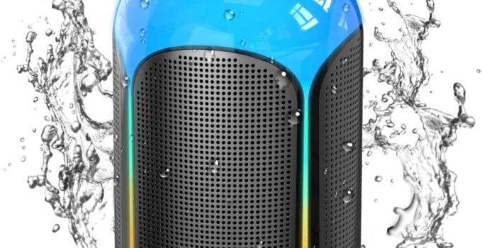 soundynamic Vibe Portable Bluetooth Speaker, Wireless Speaker with RGB LED Light, IPX7 Waterproof, TWS Pairing, Stereo Sound, Stronger Bass, APP Control, Bluetooth 5.0 for Party Beach Outdoor – Black
