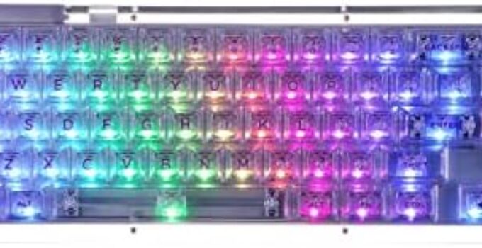 KiiBoom Phantom 68 65% Hot Swappable Crystal Gasket-Mounted Mechanical Keyboard, BT5.0/2.4GHz/USB-C Wired Wireless NKRO Gaming Keyboard with South-Facing RGB, 4000mAh Battery for Win/Mac(Purple)