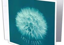 3dRose Russ Billington Designs – Smile Today- Uplifting Message with Image of Dandelion Head – 6 Greeting Cards with envelopes (gc_241124_1)