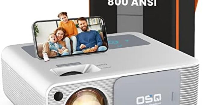 5G WiFi 1080P Projector 4K Supported – OSQ 800 ANSI HD Outdoor Movie with Bluetooth, 4P & ±50° Keystone, Zoom 50%, 300” Home Cinema Video Support PPT, PS4, TV Stick, Laptop, Phone, white (O-410)
