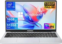 ACEMAGIC Laptop 15.6 FHD 16GB DDR4 512GB SSD, Intel Quad-Core 12th Alder Lake N95(Up to 3.4GHz) with Windows 11 Pro PC, Light Metal Laptop Computers Support 2.4G/5G WiFi, BT5.0, 2×Speaker, Mic, USB3.2