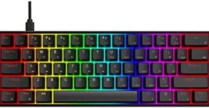 AEON Gaming AC61M RGB Gaming Keyboard – 61 Keys Aluminum Case Two USB-C Ports PBT Keycap Hot Swappable Programmable for PC/Mac Gamer (Gateron Optical Yellow, Black Color)