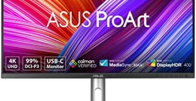 ASUS ProArt Display 27” 4K HDR Professional Monitor (PA279CRV) – IPS, UHD (3840 x 2160), 99% DCI-P3/Adobe RGB, ΔE < 2, Calman Verified, USB-C PD 96W, DisplayPort, Daisy-Chain, Height Adjustable