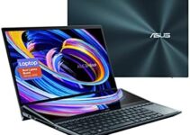 ASUS ZenBook Pro Duo 15 OLED UX582 Laptop, 15.6” OLED 4K UHD Touch Display, Intel Core i7-10870H, 16GB RAM, 1TB SSD, GeForce RTX 3070, ScreenPad Plus, Windows 10 Pro, Celestial Blue, UX582LR-XS74T