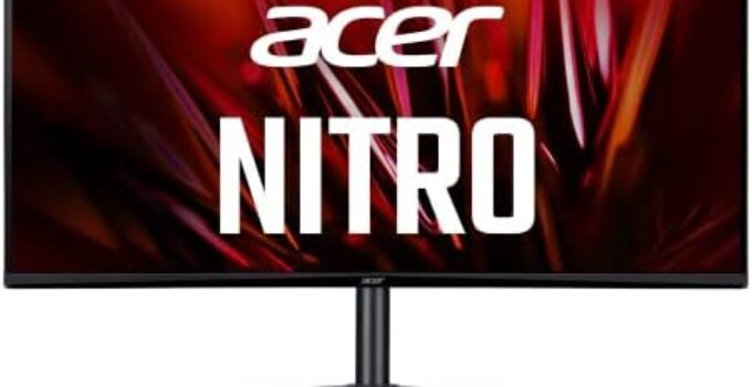 Acer Nitro 34″ QHD 3440 x 1440 1500R Curved PC Gaming Monitor | AMD FreeSync Premium | 165Hz Refresh | 1ms (VRB) | ZeroFrame Design | 2 x Display Port 1.4 & 2 x HDMI 2.0 Ports | XZ342CU Sbmiipphx