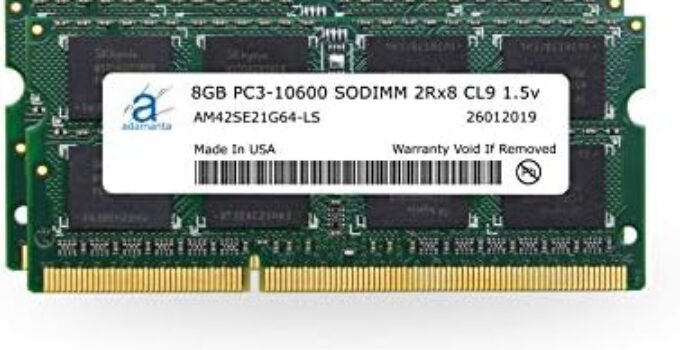 Adamanta 16GB (2x8GB) Memory Upgrade Compatible for Apple Mid 2010, Early 2011, Mid 2011, Late 2011 iMac DDR3 1333Mhz PC3-10600 SODIMM 2Rx8 CL9 1.5v Module RAM