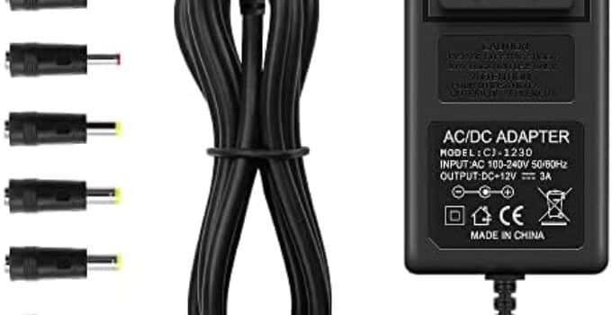 Arkare 12V 3A Power Supply Adapter 36W ac/dc Charger AC 100V-240V to DC 12Volt 3amp Power Cord 12V 2.5A 2A 1.5A 1A 800mA 500mA for Security Camera BT Speaker GPS Webcam Microphone Receiver with 10TIPS