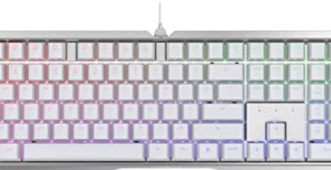 Cherry MX 3.0 S Wired Mechanical Gaming Keyboard. Aluminum Housing Built for Gamers w/MX Red Silent Switches. RGB Backlit Color Display Over 16m Colors. from The Makers of MX. Full Size. Pure White.