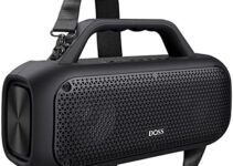 DOSS Extreme Boom Loud Bluetooth Speaker with 60W Mighty Sound, Deep Bass, 30H Playtime,10400mAh Power Bank, IPX6 Waterproof, Portable Outdoor Speaker with Strap for Camping, Beach, Garage-Black