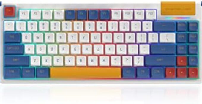 DUSTSILVER K84 Hot-Swappable Wired 75% Blue Robot Mechanical Keyboard with Detachable Type-C, RGB Backlit, PBT Keycaps, Gateron Red Switches for Smooth Typing Office Work