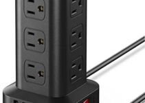 Extension Cord with Multiple Outlets, Surge Protector Power Strip Tower, 12 AC 4 USB (1 USB C)，Mini Power Strip with USB Ports, Surge Protector Tower 6.5FT Overload Protection for Home Office