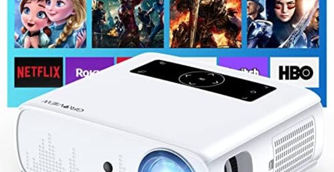 GROVIEW Projector, 15000lux 490ANSI Native 1080P WiFi Bluetooth Projector, 300” Video Projector, Supports 4K & Zoom, 5G Sync, Compatible with HDMI USB/AV/Smartphone/Pad/Laptop/DVD/TV Stick/ PS5