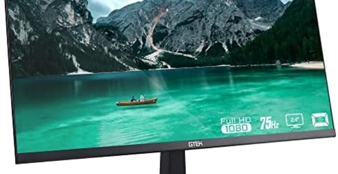 GTEK 24 Inch 75Hz Computer Monitor Frameless, FHD 1080p LED Display, Office Professional Business LCD Screen, HDMI VGA, Refresh Rate, VESA Mountable – F2407V-D03