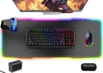 Gaming Mouse Pad with 15w Wireless Charging,14 Colors Led Light RGB PC Gaming Desk Mat,Ergonomic Large Mouse Pad Gaming,Mousepad with Wrist Support (32.3” 12.1 ”Black (with 18w Adapter))