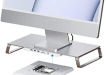 Hagibis USB-C Hub with Dual Hard Drive Enclosure & Monitor Stand Riser for iMac 2021, Mac Mini M1, MacBook Pro PC Laptop Computer Dock with M.2 NVMe NGFF, 2.5inch SATA (ZD1 Pro)