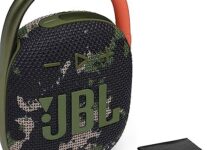 JBL Clip 4 Portable Bluetooth Speaker – Waterproof and Dustproof IP67, Mini Bluetooth Speaker for Travel, Outdoor and Home w/Microfiber Cleaning Cloth (Squad)