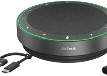 Jabra Speak2 75 Wireless Bluetooth Speakerphone – Portable Speaker with 4 Noise-Cancelling Mics, 65mm Full-Range Speakers & USB-C Bluetooth Adapter – Certified Microsoft Teams Speaker – Dark Grey