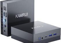 KAMRUI [Dual LAN] Mini PC,AMD Ryzen 5 5560U (6C/12T, up to 4.0 GHz), Mini Computer Tower with Dual Channel 16GB DDR4 512GB SSD,Small Desktop Computers Windows 11 Pro,4K Triple Display,BT4.2/WiFi 5
