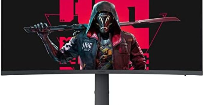 KOORUI 34 Inch Ultrawide Curved Gaming Monitor 165HZ, 1ms, 1000R, WQHD 3440 * 1440, 21:9, DCI-P3 90% Color Gamut, FreeSync G-Sync Compatible, Tilt/Height Adjustable Stand, HDMI, Display Port, Black