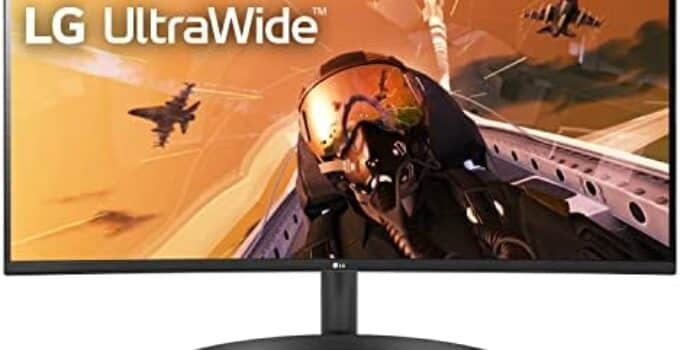 LG 34WP60C-B 34-Inch 21:9 Curved UltraWide QHD (3440×1440) VA Display with sRGB 99% Color Gamut and HDR 10, AMD FreeSync Premium and 3-Side Virtually Borderless Screen Curved QHD Tilt