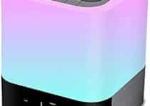 Night Light Bluetooth Speaker, Touch Sensor Control Multi-Color Change Bedside Lamp, Alarm Clock Digital Time MP3 Player Bluetooth Speaker,TF Card/Micro SD/AUX Support