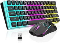 RedThunder 60% Wireless Gaming Keyboard and Mouse Combo, RGB Backlit Rechargeable Battery Mechanical Feel Mini Keyboard with Pudding Keycaps + Lightweight 3600 DPI Honeycomb Optical Mouse (Black)