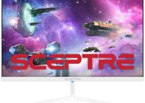 Sceptre 24 inch Gaming Monitor 1080p 98% sRGB up to 165Hz 1ms 320Lux DisplayPort HDMI, Build-in Speakers Nebula White 2022 (E248B-FWN168W)