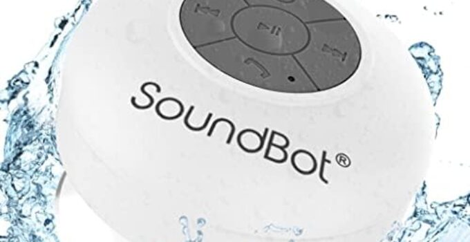 Soundbot SB510 Bluetooth Shower Speaker HD Water Resistant Bathroom Speakers, Handsfree Portable Speakerphone with Built-in Mic, 6hrs of Playtime, Control Buttons and Dedicated Suction Cup (White)