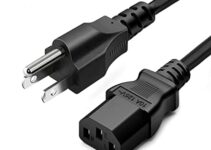 Standard 5ft (1.5m) 10 Amps 125 Volts Black 3 Prong AC Power Cord Cable for Electronics, TV, Computer, Printer, Radio, Monitor, Samsung, Dell, Vizio, LG, Asus, Laptop and More