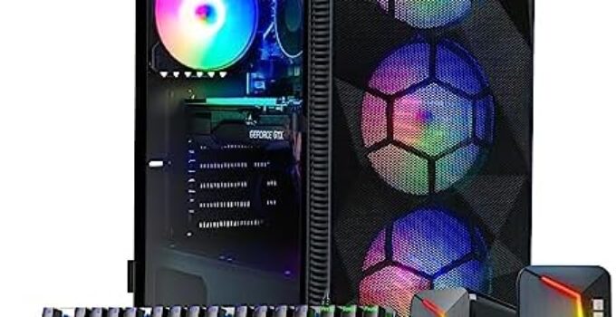 TJJ X3 Gaming Computer PC Desktop – Intel Core i3-12100F (Beat i7-8700), NVIDIA GTX 1660 Super 6GB, 16GB DDR4 3200, 500GB SSD, VR Ready, WiFi 6E, RGB Keyboard & Mouse & Speakers, Win 11 Pro
