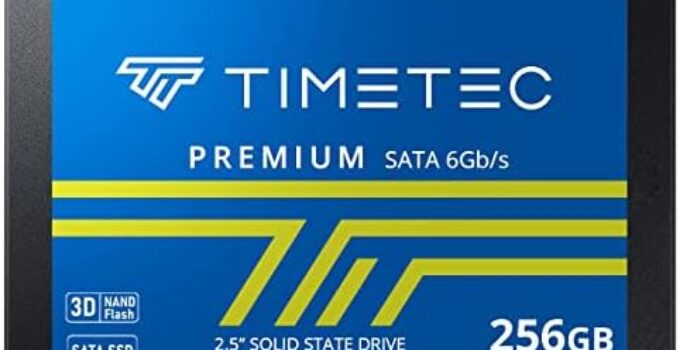 Timetec 256GB SSD 3D NAND QLC SATA III 6Gb/s 2.5 Inch 7mm (0.28″) Read Speed Up to 530 MB/s SLC Cache Performance Boost Internal Solid State Drive for PC Computer Desktop and Laptop (256GB)