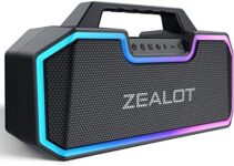 ZEALOT Bluetooth Speakers, 80W Speakers Bluetooth Wireless with Dual Paring,IPX7 Waterproof Bluetooth Speaker with 14,400MAh Big Battery,50H Playtime,Stereo,Party, Beach Portable Speaker (Dark Black)