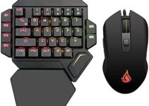 ZJFKSDYX One Hand Gaming Keyboard & Mouse Combo, RGB Backlit Blue Switch Mechanical Keyboard Supports Cacro Definition (RGB Black)