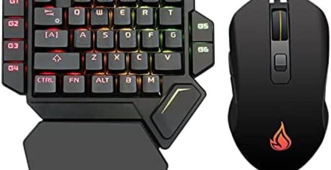 ZJFKSDYX One Hand Gaming Keyboard & Mouse Combo, RGB Backlit Blue Switch Mechanical Keyboard Supports Cacro Definition (RGB Black)