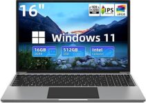 jumper 16 Inch Laptop, 16GB RAM 512GB SSD, Quad-Core Intel Celeron N5095, FHD IPS 1920×1200 Screen, Windows 11 Laptops Computer with Four Stereo Speakers, Cooling System, 38WH Battery, Numeric Keypad.