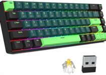 surmen GT68 Wireless Mechanical Gaming Keyboard, Hot Swappable 60% Layout 68 Keys Bluetooth5.0/2.4G/Wired Gaming Keyboard with with Stand-Alone Arrow/Control Keys (Gateron Yellow, Sound Wave 68)