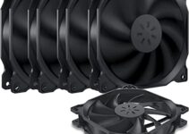 uphere 5-Pack PWM 4PIN Long Life Computer Case Fan 120mm Cooling Case Fan for Computer Cases Cooling,12BK4-5